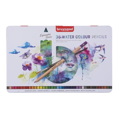 Crayon aquarelle Bruynzeel Expression boîte métal 36 couleurs