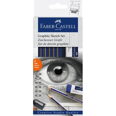 Crayon Faber-Castell 6 duretés inclus taille-crayon et gomme