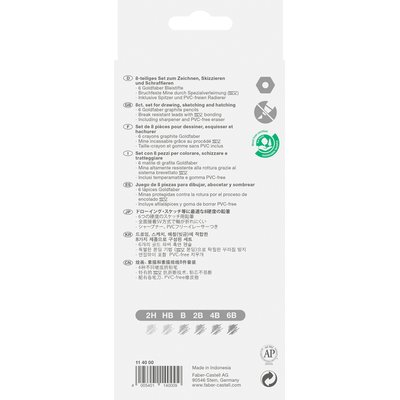 Crayon Faber-Castell 6 duretés inclus taille-crayon et gomme