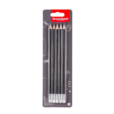 Crayon Bruynzeel Teens HB avec embout gomme blister 5 duretés