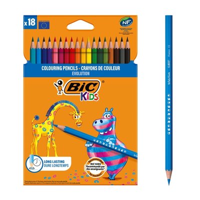 Kleurpotloden BicKids Evolution ecolutions ass blister à 18st