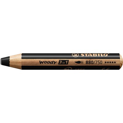 Crayons de couleur STABILO 880 woody 3-en-1 multi-usages noir