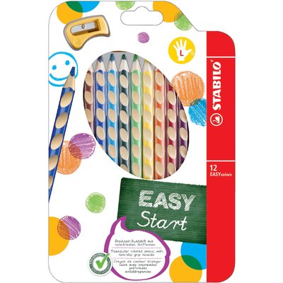 Kleurpotloden STABILO 331 Easycolor linkshandig puntenslijper ass 12st