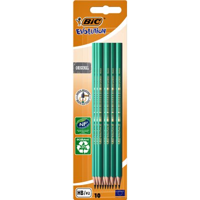 Crayon BIC Evolution ECOlutions 655 hexagonal HB blister 10 pièces