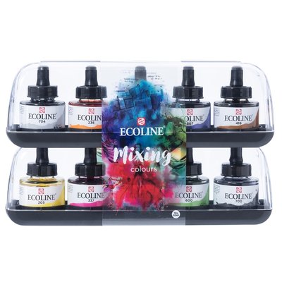 Inkt Talens Ecoline met pipet additional set à 10 ass