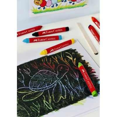 Waskrijt Faber-Castell driehoekig assorti set à 12 stuks