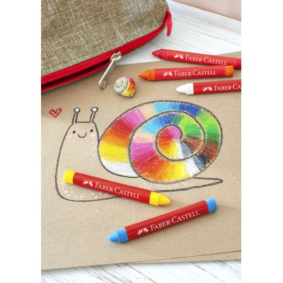 Waskrijt Faber-Castell driehoekig assorti set à 12 stuks