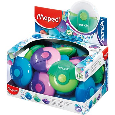 Gomme Maped Zenoa rotative présentoir 20 pièces assorti