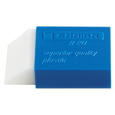 Gomme edding R20 45x 24x10mm blanc Fourreau plastique bleu