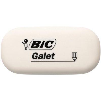 Gomme crayon BIC galet PVC tendre blanc 3 pièces