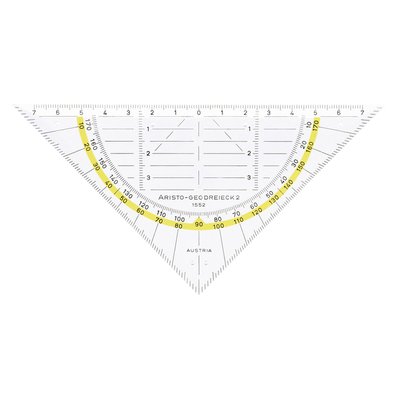 Geodriehoek Aristo 1552 160mm transparant met gele rand