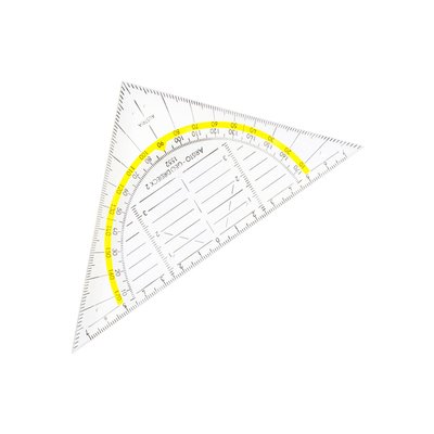 Geodriehoek Aristo 1552 160mm transparant met gele rand