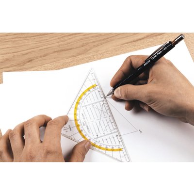 Geodriehoek Aristo 1552 160mm transparant met gele rand