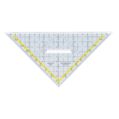 Geodriehoek Aristo 1650/2 225mm met greep transparant