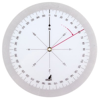 Koershoekmeter Kangaro kunststof 126mm transparant