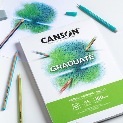 Tekenpapier Canson Graduate Drawing 30vel 160gr A4 helderwit