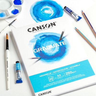 Aquarelpapier Canson Graduate Watercolour 20vel 250gr A5 natuurlijk wit