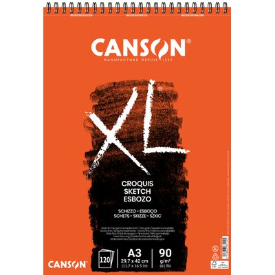 Schetspapier Canson XL Sketch 120vel 90gr A3 ivoorwit