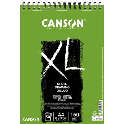 Tekenpapier Canson XL Drawing 50vel 160gr A4 wit