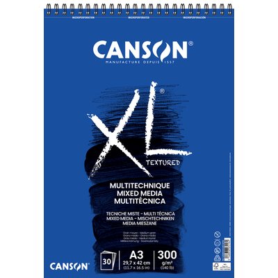 Mixed mediapapier Canson XL Textured Mixed Media 30vel 300gr A3 wit