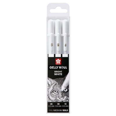 Gelschrijver Sakura Gelly Roll Classic set à 3 breedtes wit