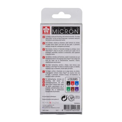 Fineliner Sakura Pigma Micron 05 basic set 6 kleuren
