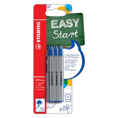Recharge roller STABILO EASYoriginal Fin bleu blister 6 pièces