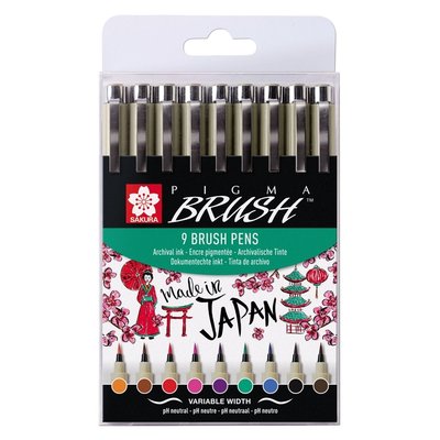 Brushstift Bruynzeel Sakura Pigma assorti 9 stuks