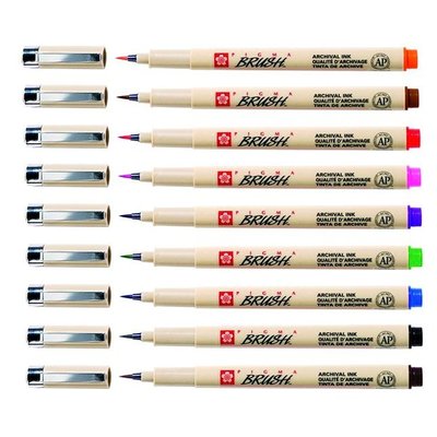 Brushstift Bruynzeel Sakura Pigma assorti 9 stuks