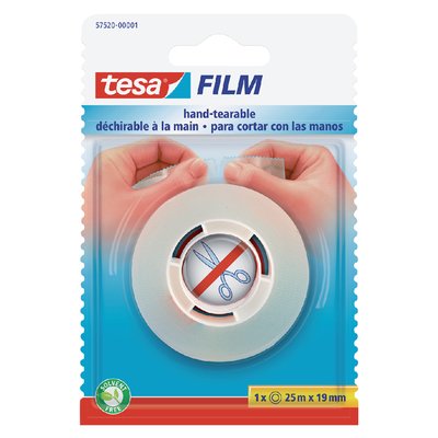 Plakband tesafilm® 25mx19mm handscheurbaar transparant