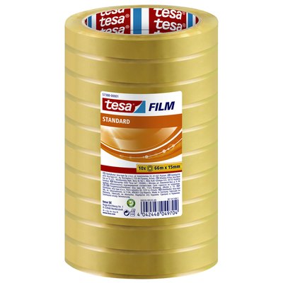 Plakband tesafilm® standaard 66mx15mm transparant 10 rollen
