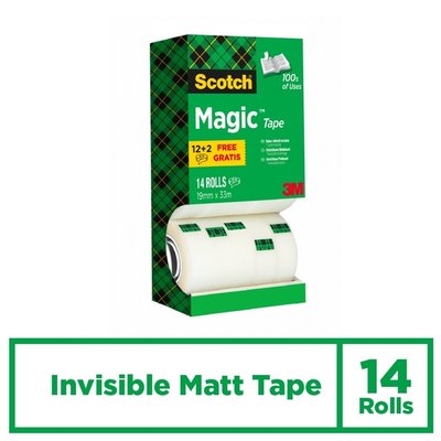 Plakband Scotch Magic 810 19mmx33m onzichtbaar mat 12+2 gratis