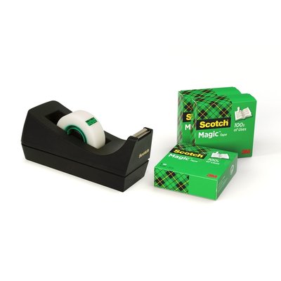 Dévidoir Scotch C8 noir + 4 rouleaux Magic 33mx19mm