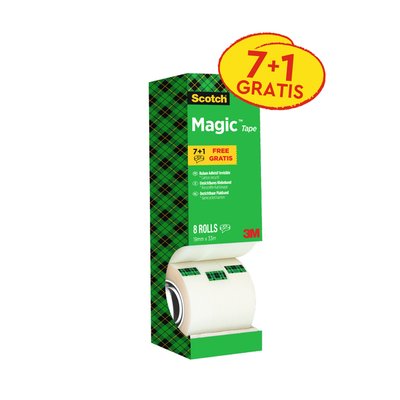 Plakband Scotch Magic 810 19mmx33m onzichtbaar mat 7+1 gratis