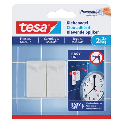 Klevende Spijker tesa® tegels & metaal 2kg wit 2 stuks