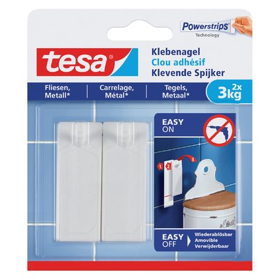 Klevende Spijker tesa® tegels & metaal 3kg wit 2 stuks