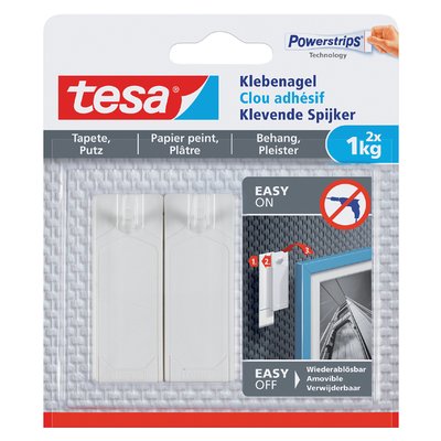 Clou adhésif tesa® Papier peint & Plâtre 1kg blanc 2 pièces