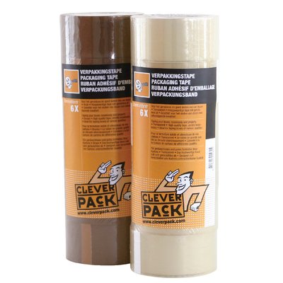 Ruban d’emballage CleverPack 48mmx66m PP brun 6 rouleaux