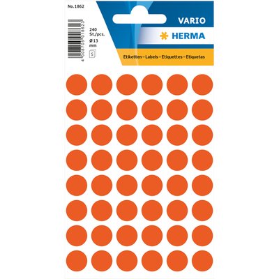Etiket HERMA 1862 rond 12mm rood 240 stuks
