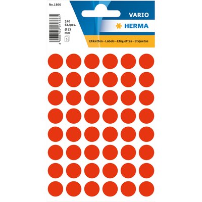 Etiket HERMA 1866 rond 12mm fluor rood 240 stuks