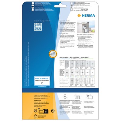 Etiket HERMA 4222 63.5x29.6mm weerbestendig zilver 675 stuks