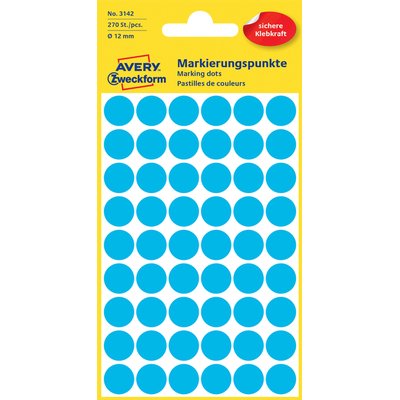 Etiquette Avery 3142 ronde 12mm bleu 270 pcs