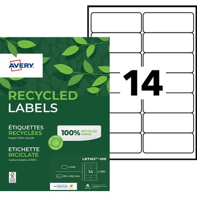 Etiquette Avery LR7163-100 99,1x38,1mm recyclé blanc 1400 pièces