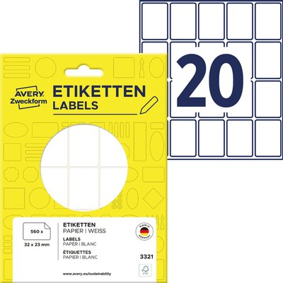 Etiket Avery 3321 32x23mm wit 560 stuks