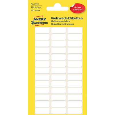 Etiket Avery 3073 20x8mm wit 234 stuks