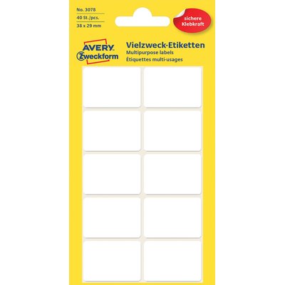 Etiket Avery 3078 38x29mm wit 40 stuks