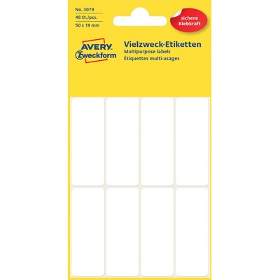 Etiket Avery 3079 50x19mm wit 48 stuks