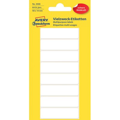 Etiket Avery 3086 50x14mm wit 64 stuks