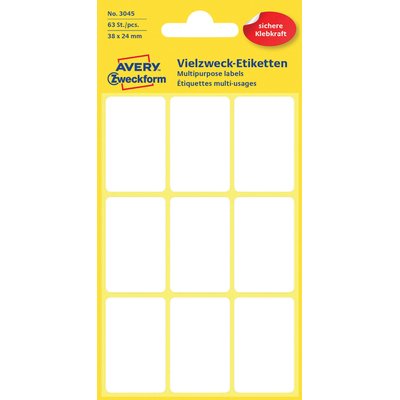 Etiket Avery 3045 38x24mm wit 63 stuks