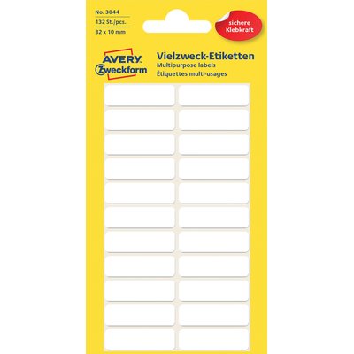 Etiket Avery 3044 32x10mm wit 132 stuks